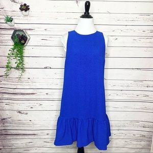 Plenty by Tracy Reese Sapphire Blue Sleeveless Ruffle Hem Shift Dress Size 6